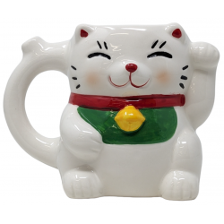 High Point Ceramic Lucky Cat Mug Hand Pipe - [MYX16-20]